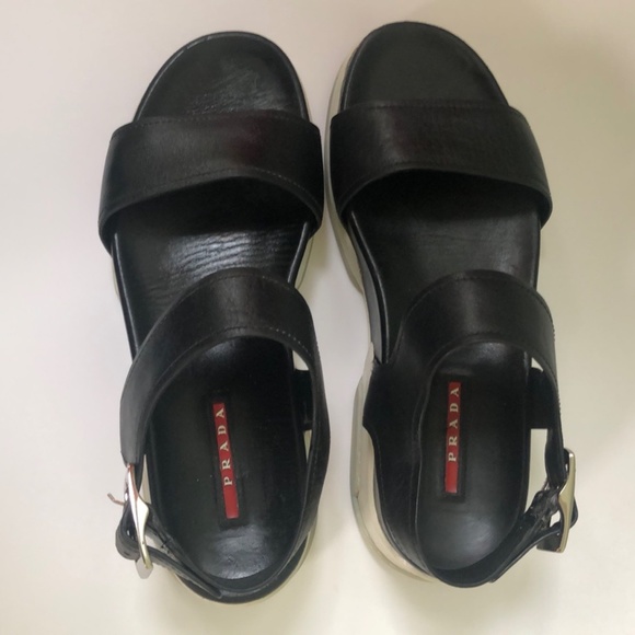 Prada Blk Open Toe Leather Sandal 39 - Picture 11 of 16